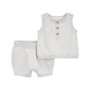 Carter’s 3M Gray Knit Baby 2 Piece Shorts and Tank Top Matching Set